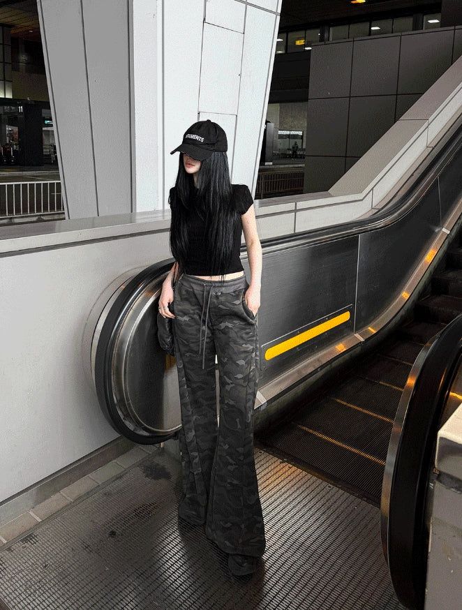 Camo Long Slim Flare Pants