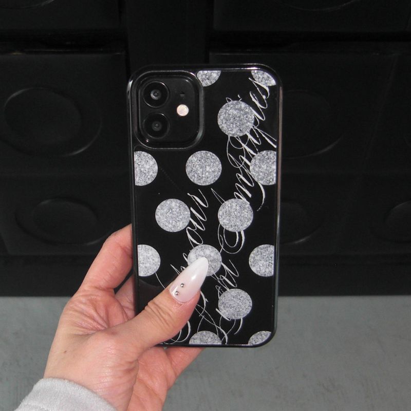 [MADE] glitter dot slogan glass bumper case