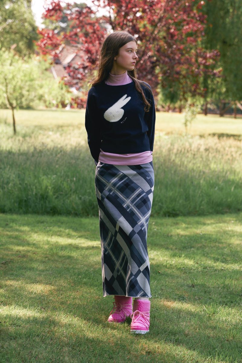 WITTY BUNNY FACE POINT KNIT [DARK NAVY]