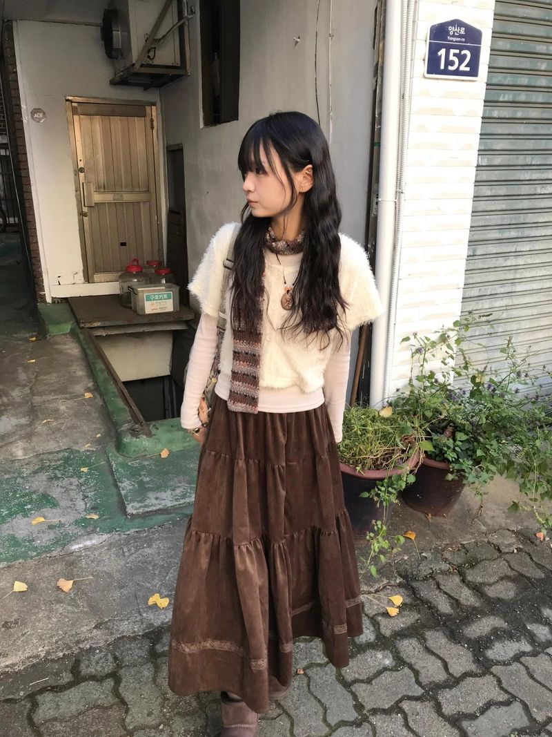 seki velvet long skir