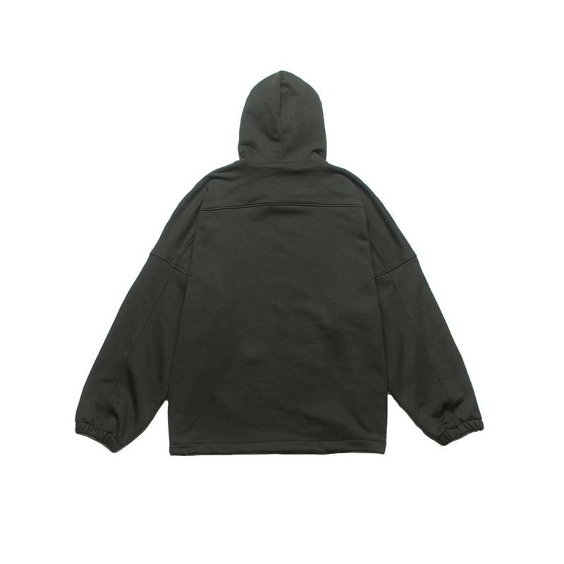 'Shh!' OVER-FIT HOODY_KHAKI CHARCOAL