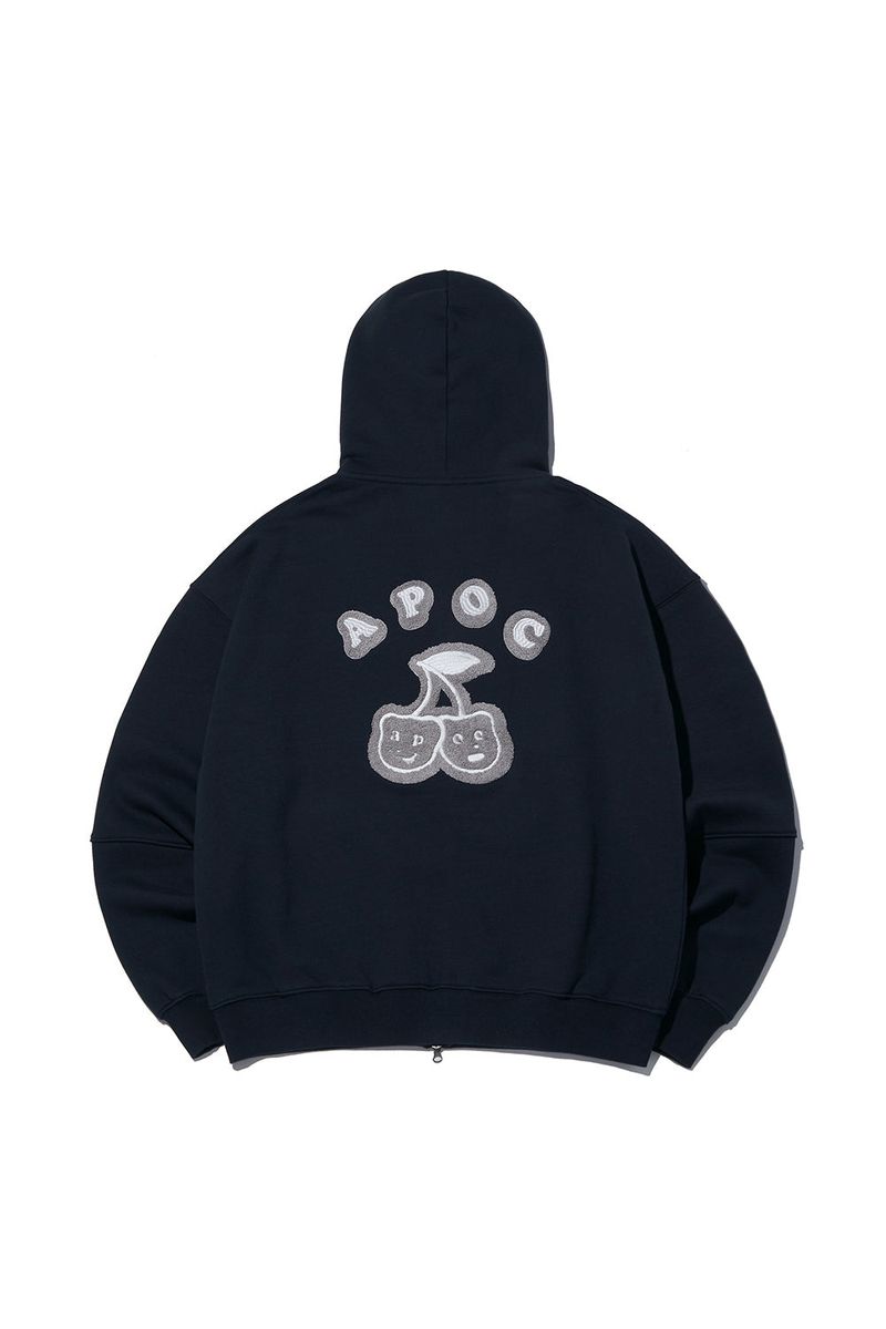 Cherry Bear Hood Zipup_Navy