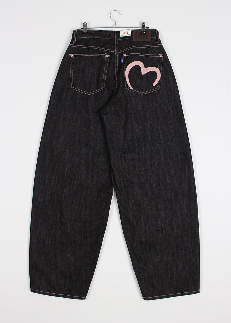 PINK HEART WIDE DENIM