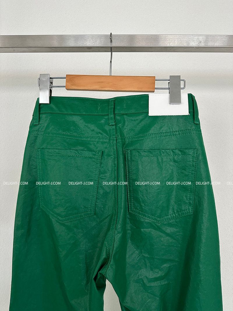 leather coated straight pants