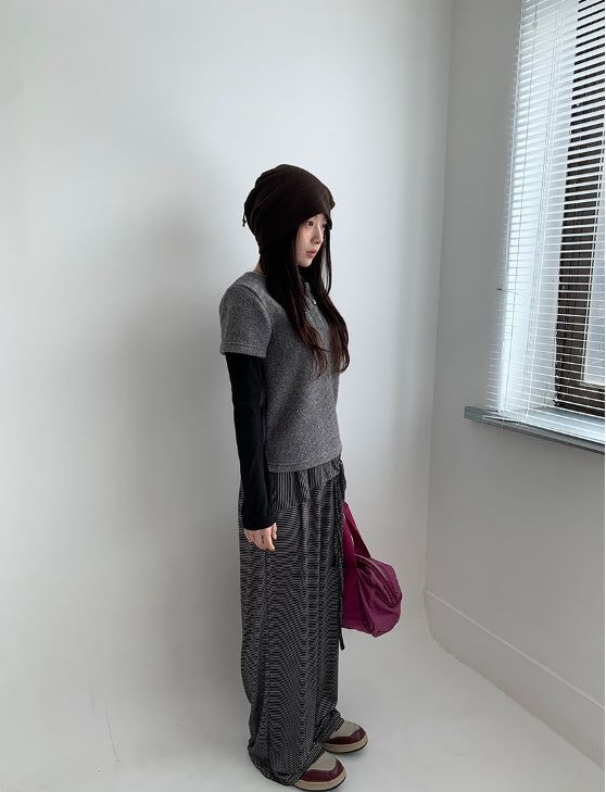 Maena Boucle Layered Short Sleeve Knit