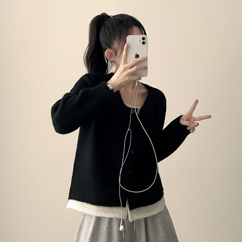 Zipton Dotome Layered Knit Cardigan