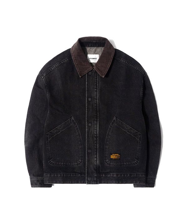 QT8 GARMENTS(キューティーエイトガーメント)の「RG Denim Placket Trucker Jacket (Black)(Jackets/Outerwear)」