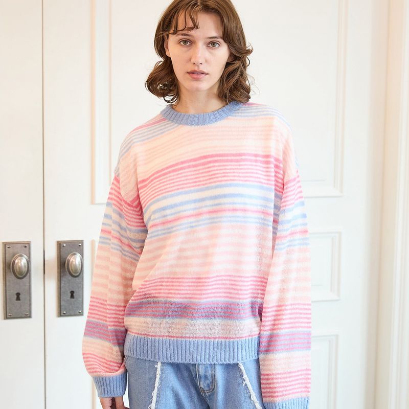 WaiKei(ワイケイ)の「Multi stripe see-through knit(Tops)」