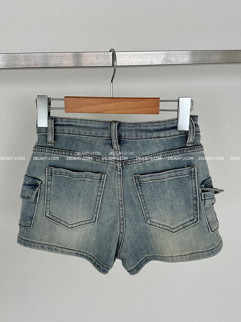 cargo denim hot pants