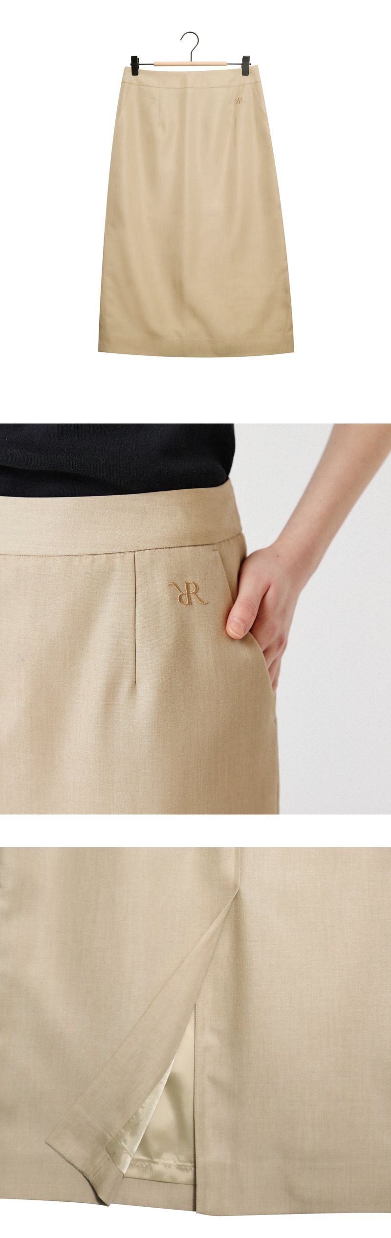 wool line midi skirt_beige