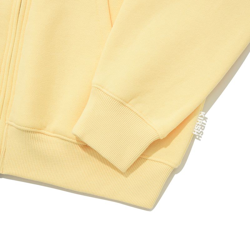 DOODLE CHERRY CIRCLE LOGO NAPPING HOODIE ZIP UP [YELLOW]