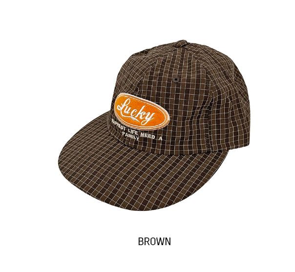 Lucky Lettering Two-Tone Check Camp Cap