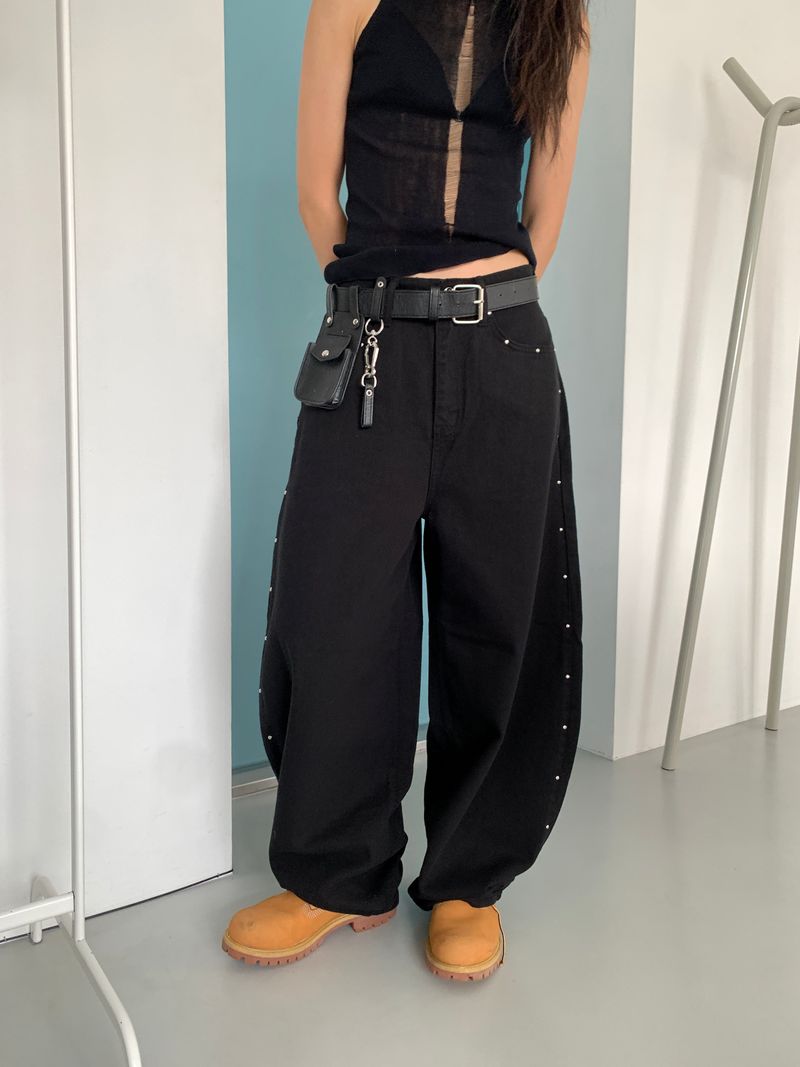 STUD BALLOON WIDE PANTS (2C)