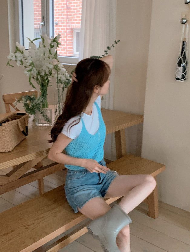 Cotton Knit Sleeveless Bustier (3color)
