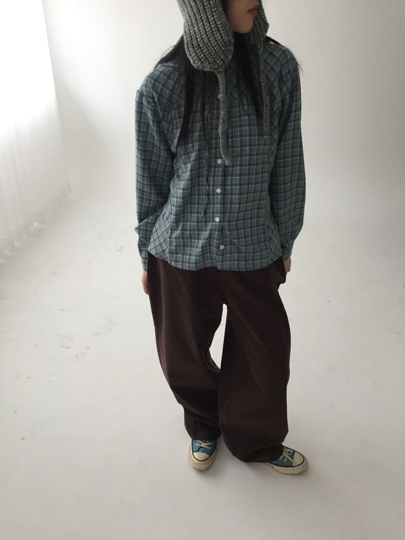 Cotton checked hooded shirt
