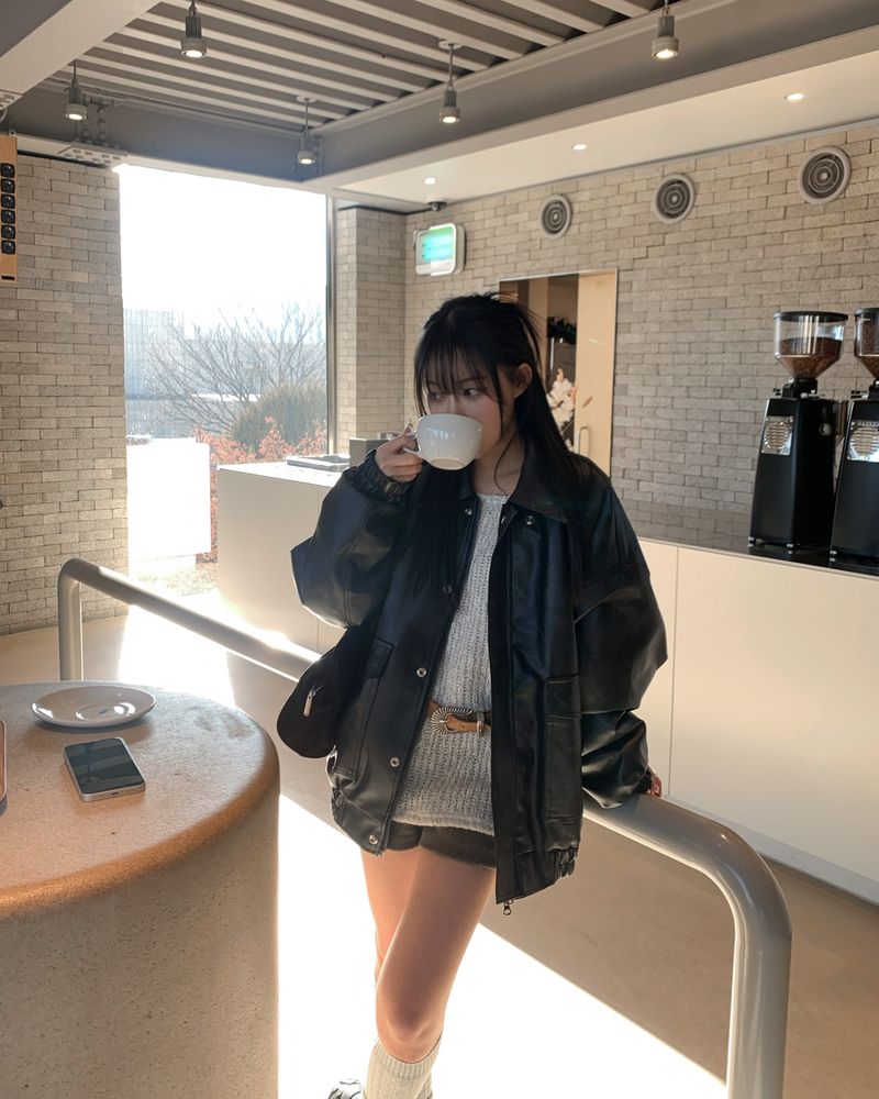 Hidden leather jumper
