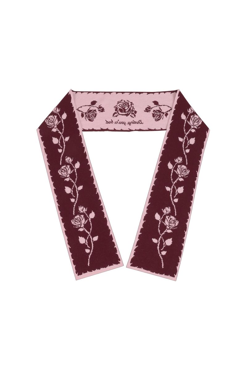 ROSE JACQUARD SCARF #WINE
