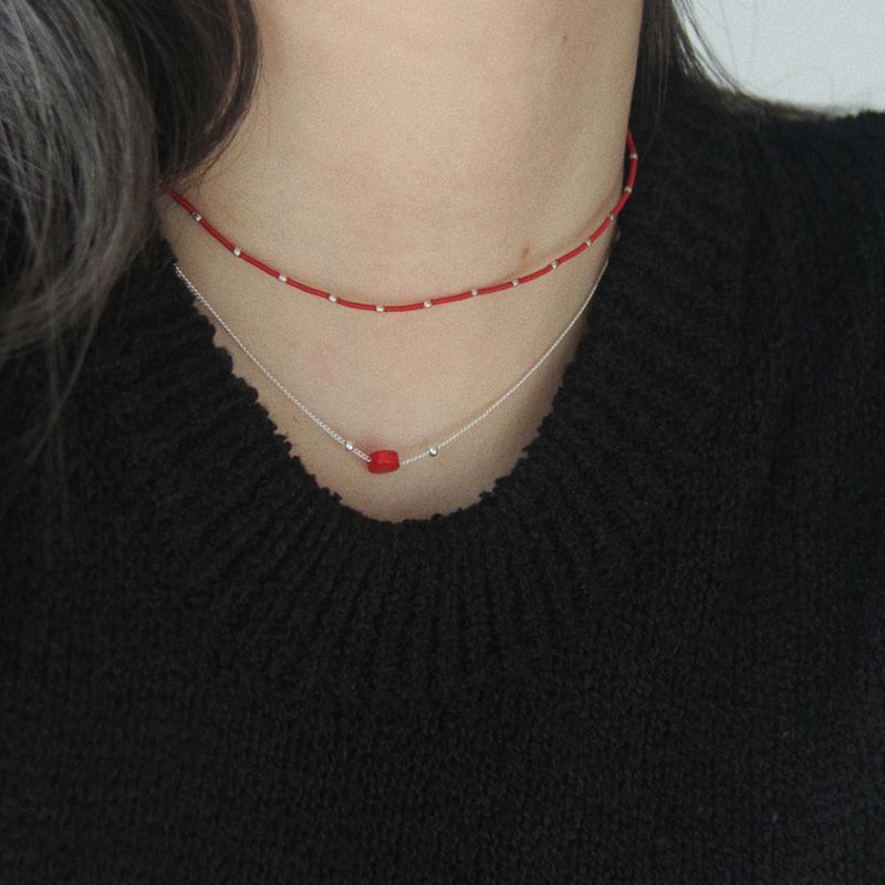 Coral Silverball Chain Necklace