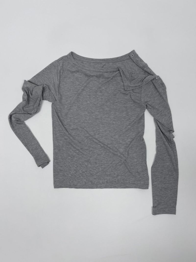 Boatneck Button Loose Fit T-shirt