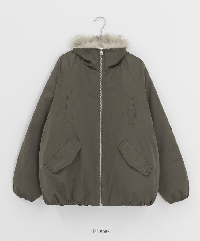 Viewpass High Neck Fur Bomber Jacket