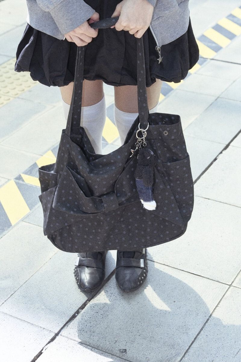 Ribbon bag (Dot-black)