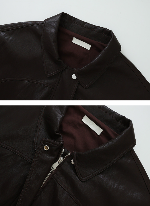 EW Collar Crop Leather Blouson (2color)
