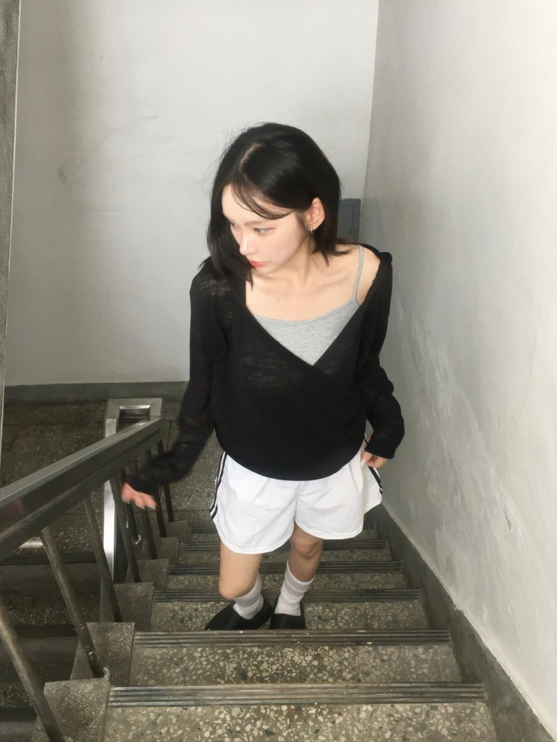 Two-line nylon washable shorts (8c)