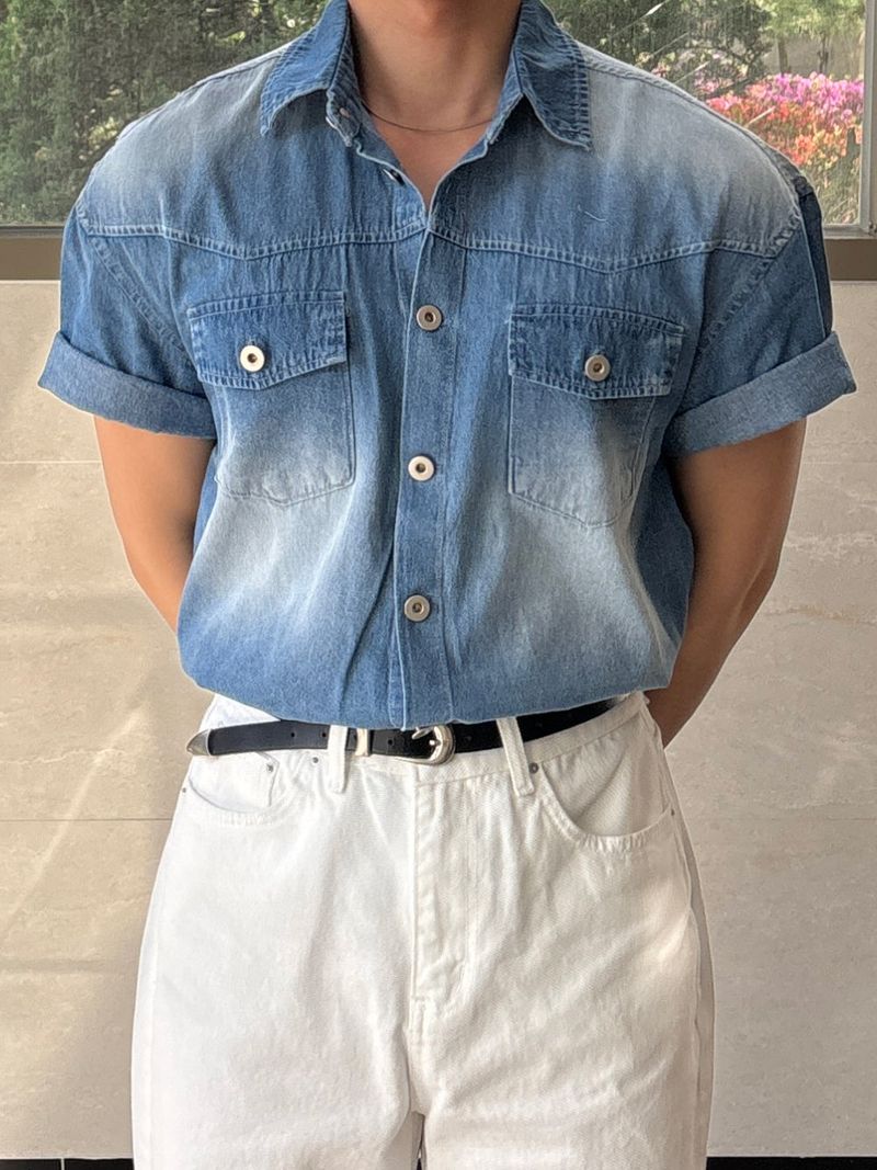 Mensfloor（メンズフロア）の「Males Western Denim Short Sleeve Shirt（Tops）」