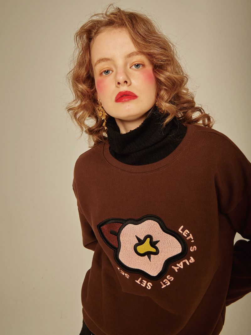 BIG FLOWER NAPPING SWEAT SHIRT