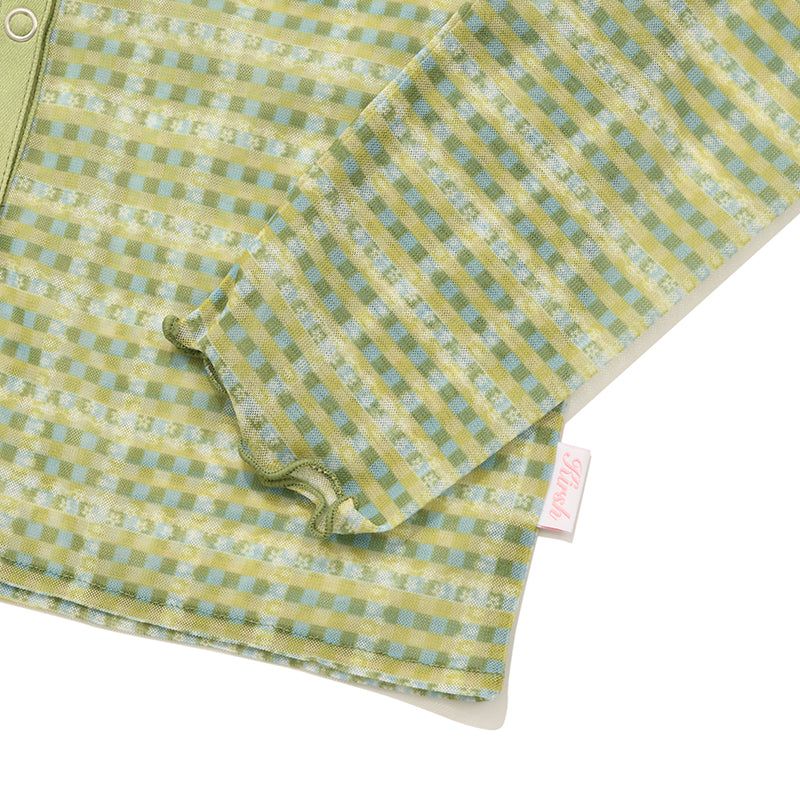 SMALL CHERRY SEE THROUGH PATTERN CARDIGAN [LIME]