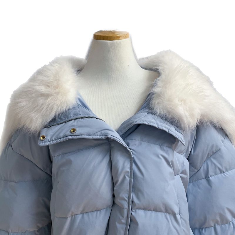 Ice Bloom Fur-Collar Duck Down Short Puffer