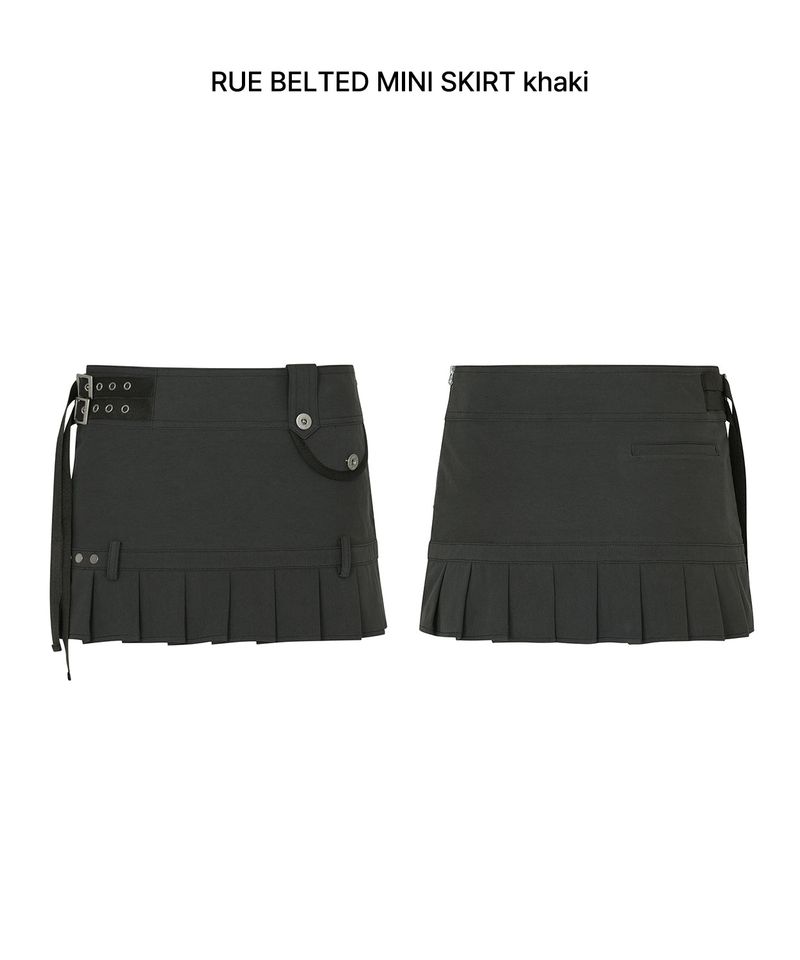RUE BELTED MINI SKIRT khaki