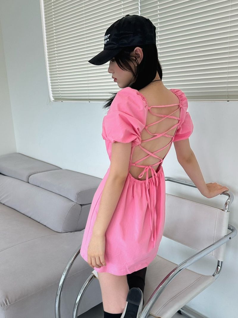 back strap ribbon dress