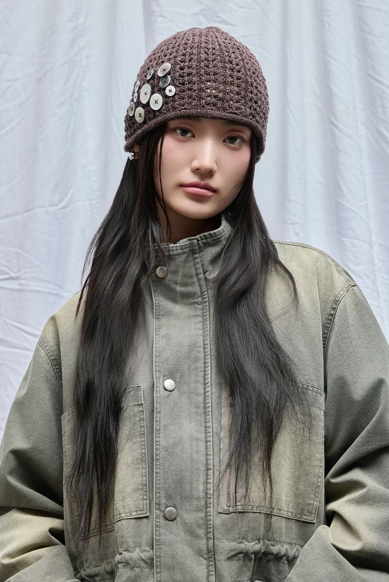 Washed High-Neck Field Jacket_Khaki