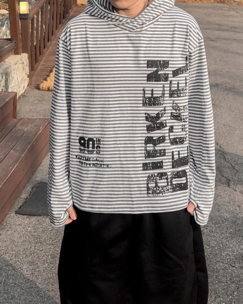 River Fingerhole Stripe Hoodie