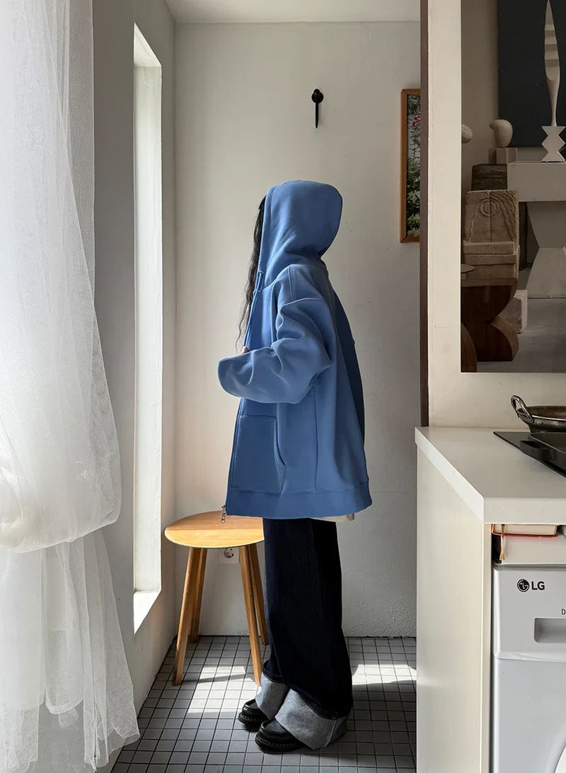 two way hood zip up