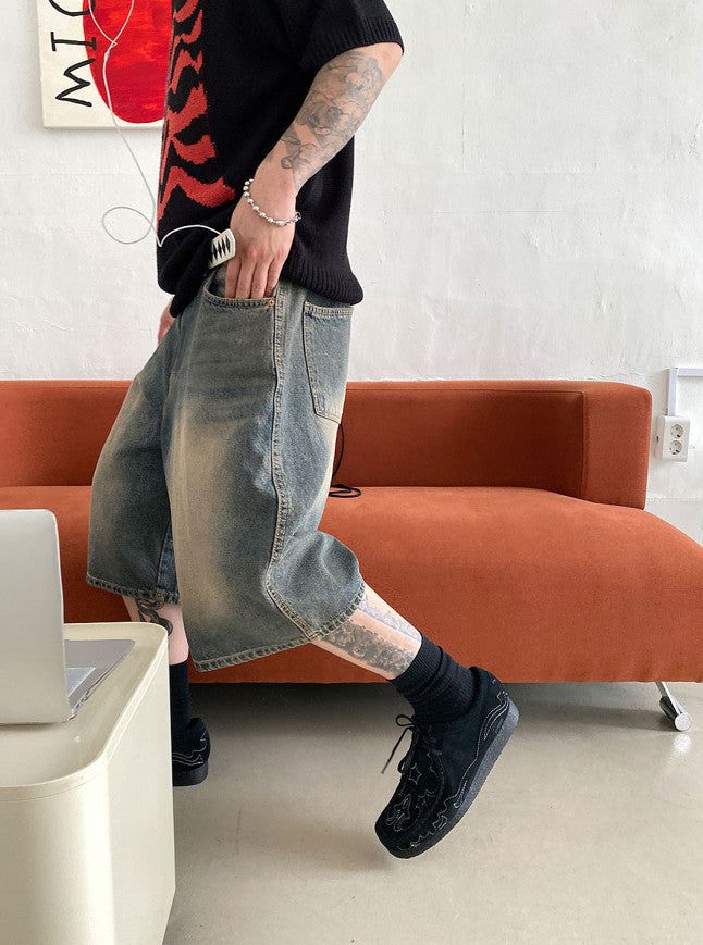 No.0209 dyeing over denim SHORTS