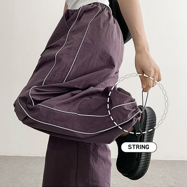 hijjoo（ハイチュー）の「[Two-Way Pants✨] Side-Line Pants, Wide Crinkle Pants (4 colors)（Pants）」