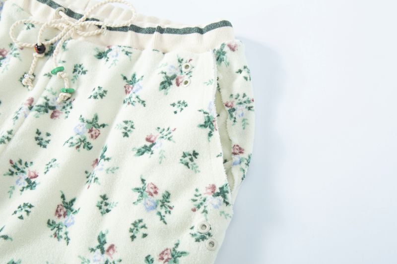 floral terry pants cream
