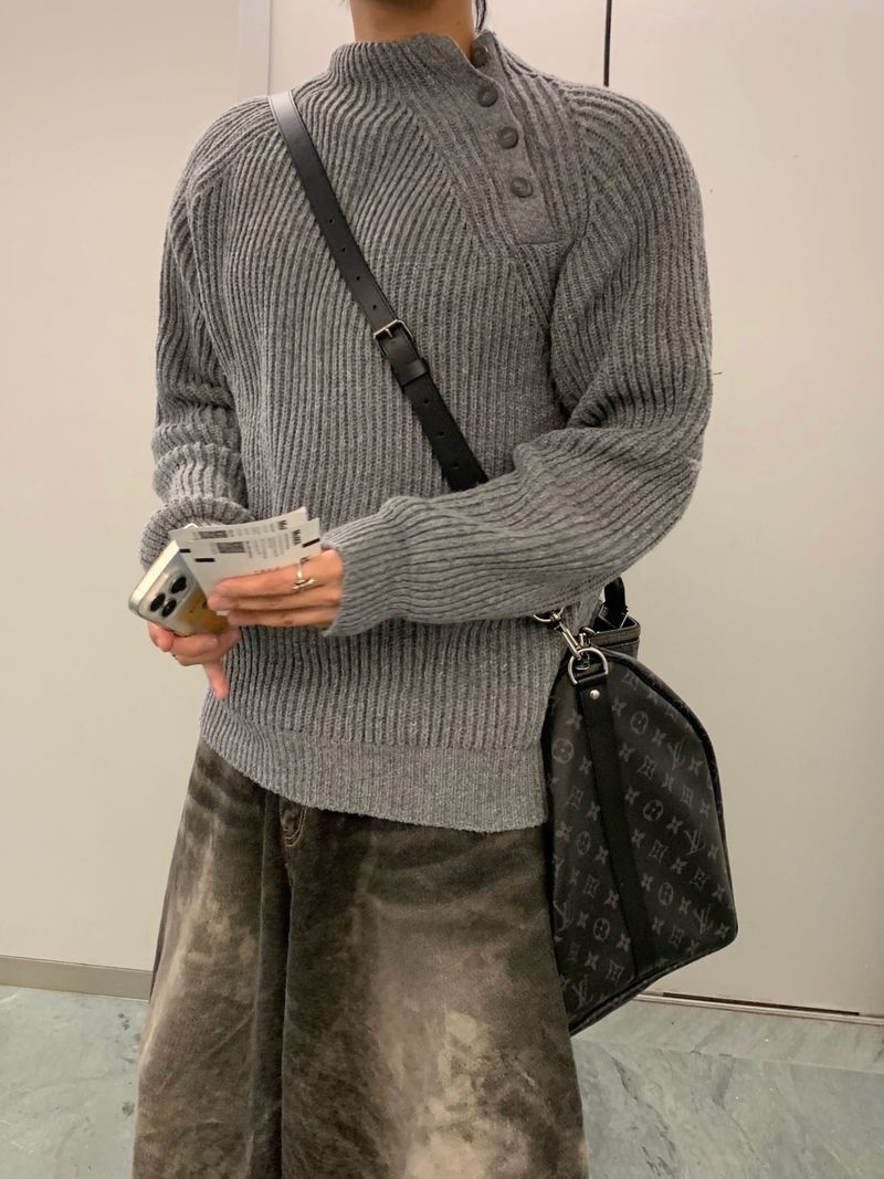 Side Mock Cash Knit 5C