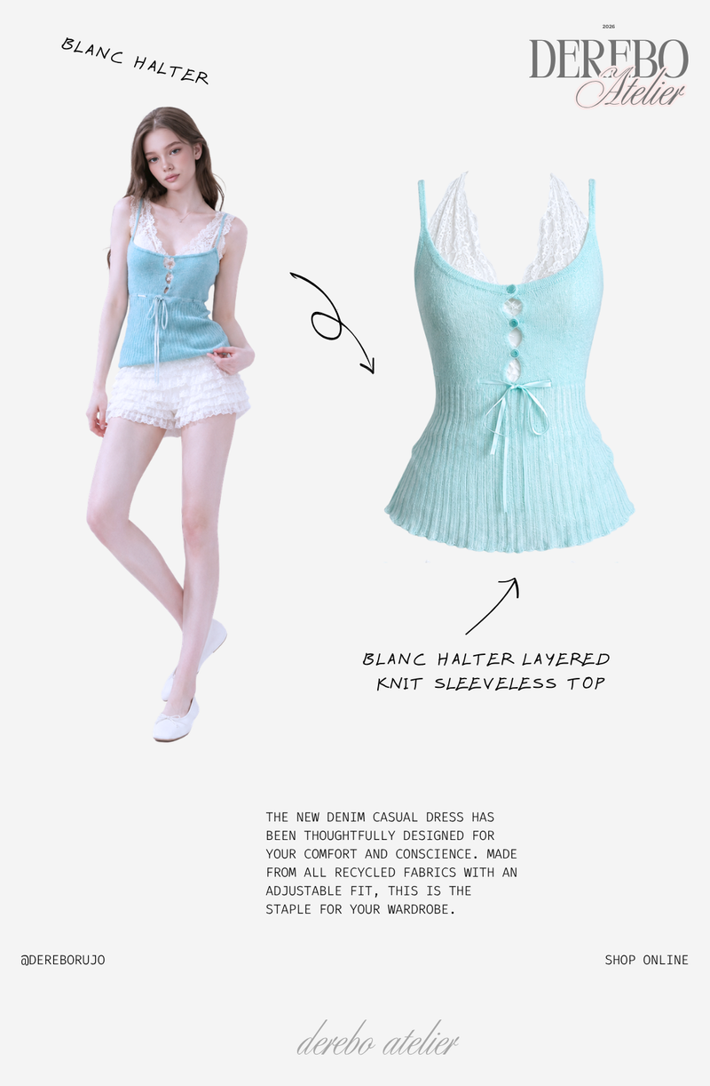 Blanc Halter Layered Knit Sleeveless Top (BRA SET)