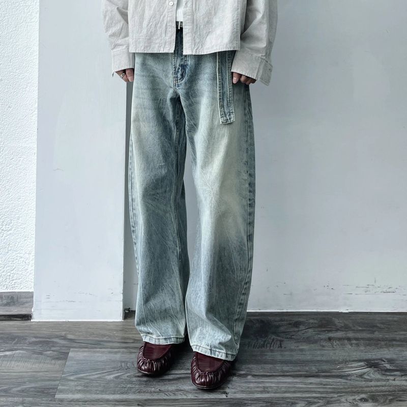 FADE MEET（フェードミート）の「Belted Washed Wide Jeans（Pants）」