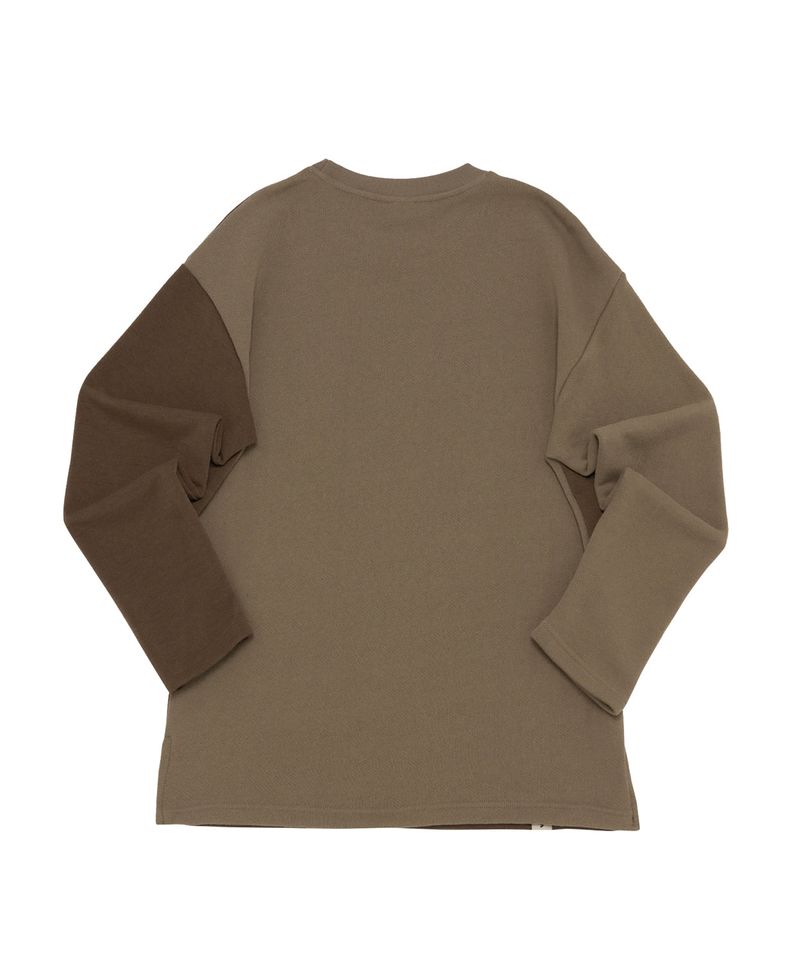 KNIT X TERRY COMBINATION POCKET TEE (Beige)