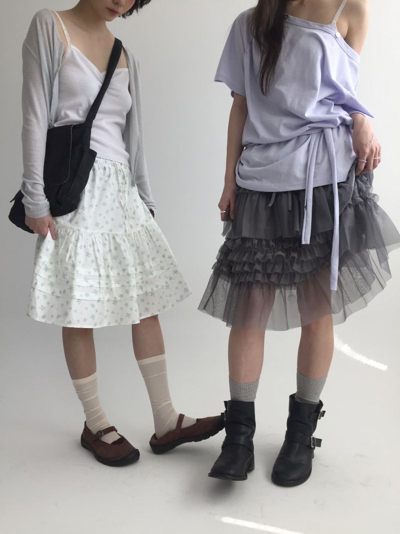 Verde chiffon skirt (3color)