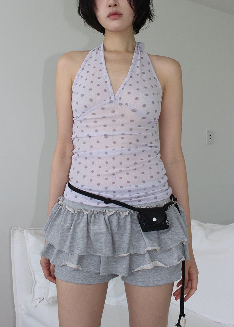 POLKA DOT HALTER SLEEVELESS