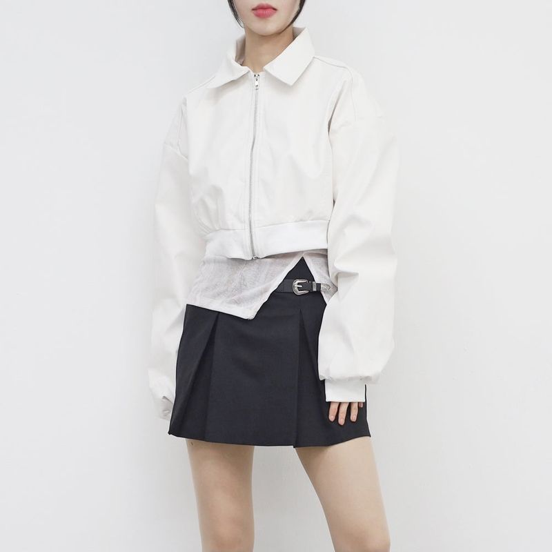 Viola cropped leather jacket