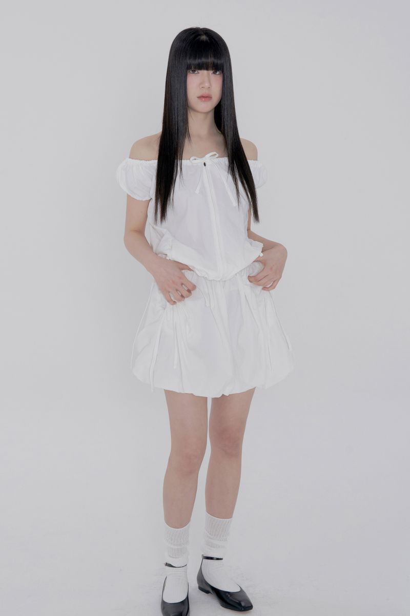 VOLUME NYLON SKIRT - WHITE