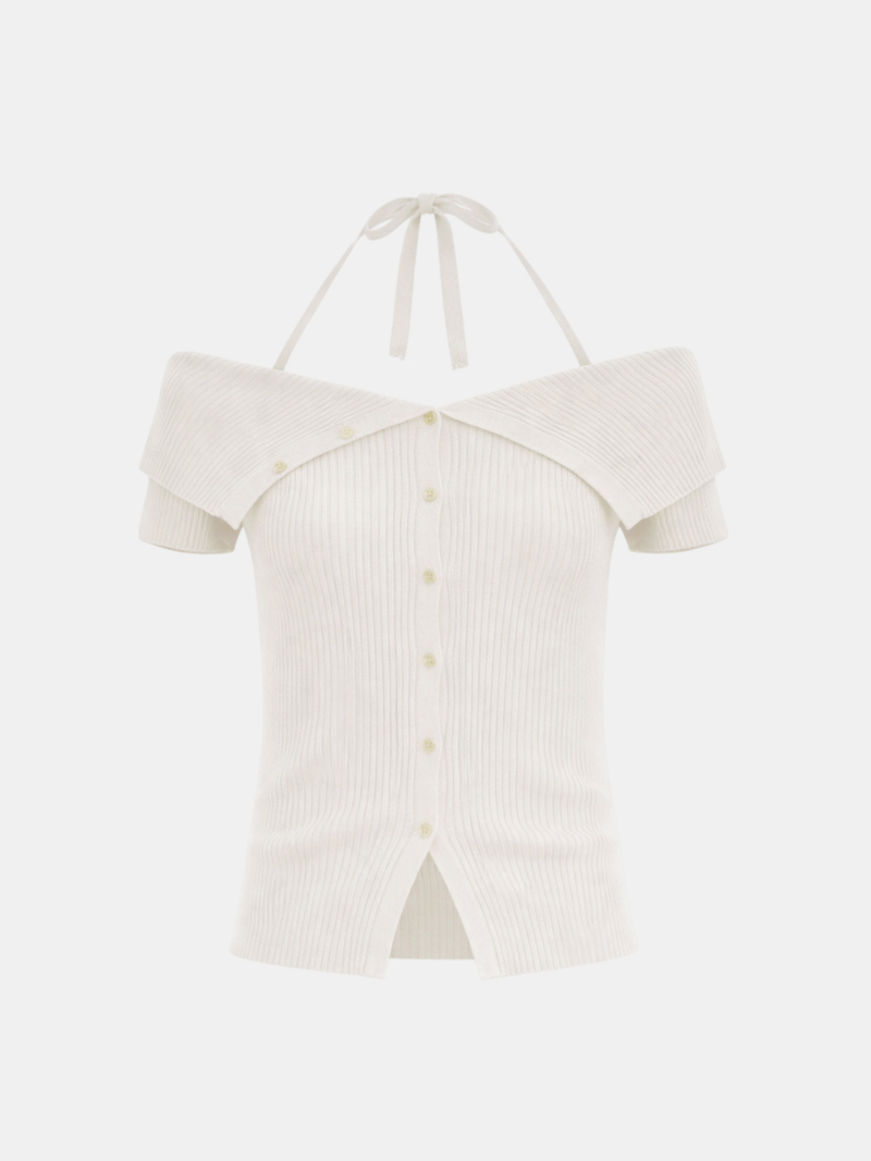 Roven Off-Shoulder Rib Knit Top