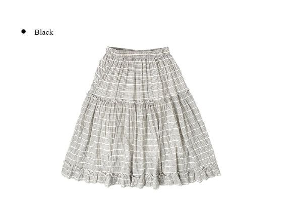 Saego Frill Check Midi Skirt