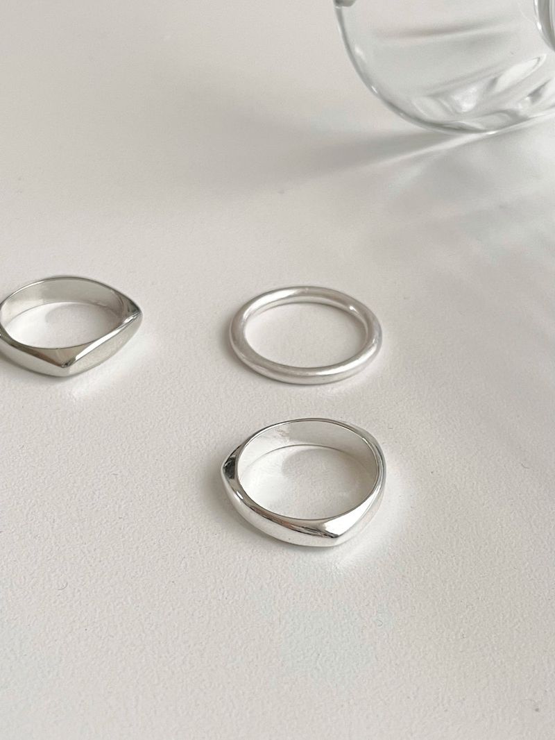 [3 set] modern volume layered ring set